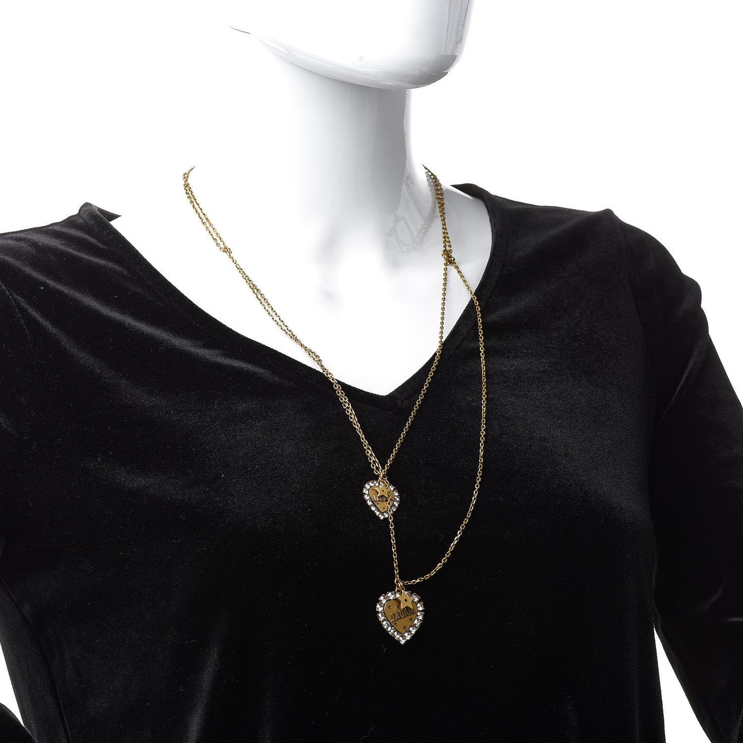 Metal Double Heart J'adior Necklace Aged Gold