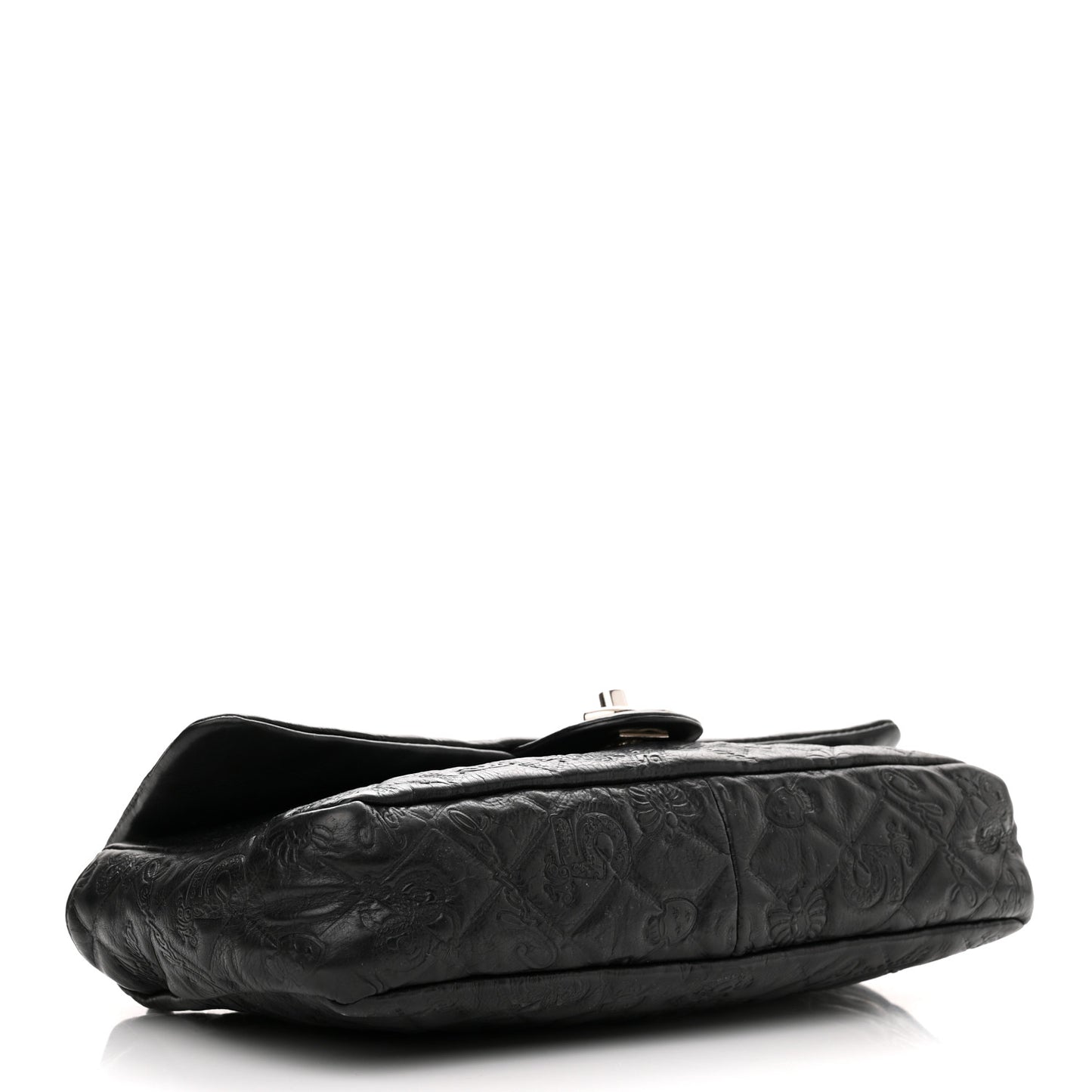 Calfskin Embossed Medium Lucky Symbols Flap Black