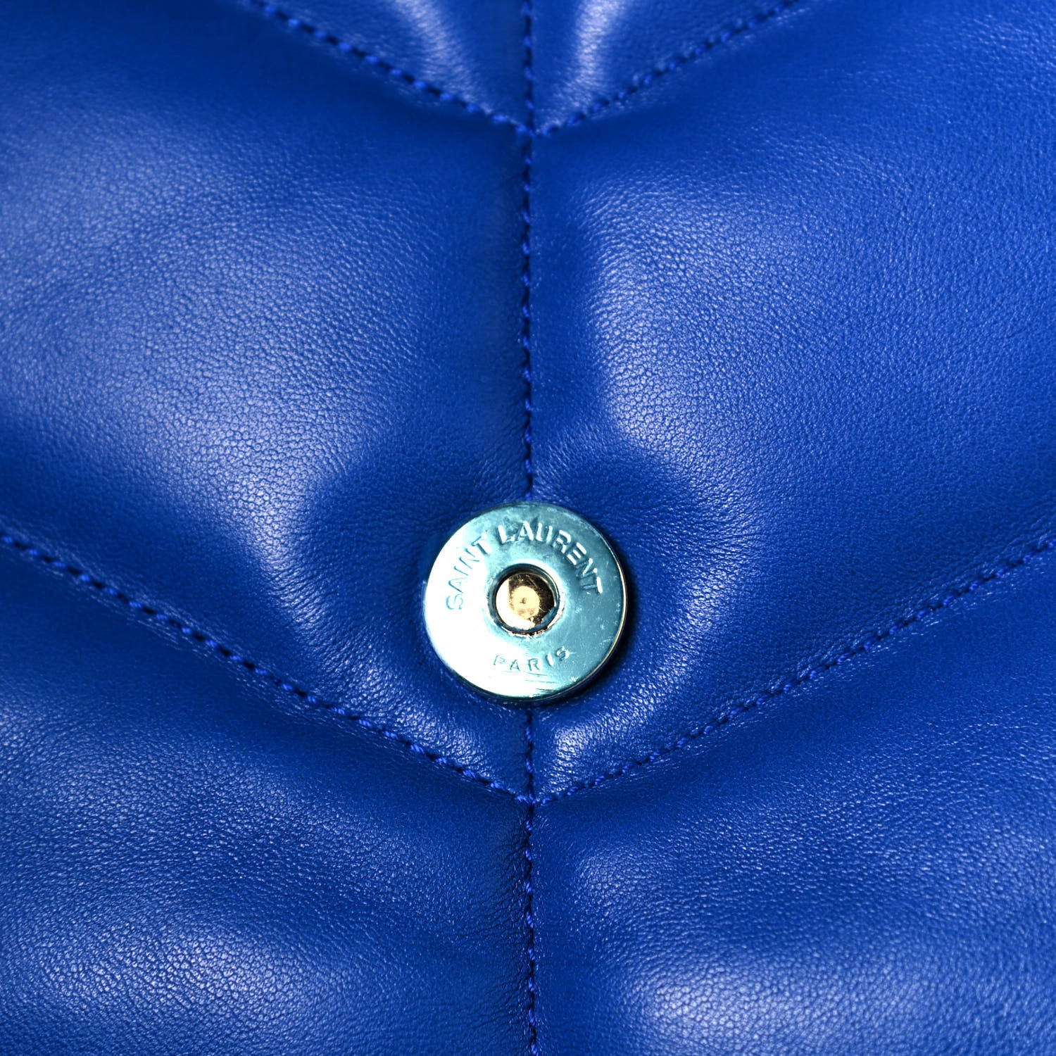 Saint Laurent Lambskin Quilted Medium Loulou Puffer Monogram Chain Satchel Majorele Blue 12 of 12
