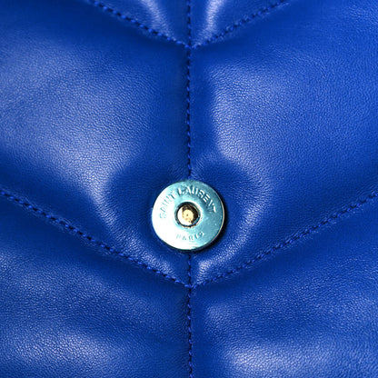 Saint Laurent Lambskin Quilted Medium Loulou Puffer Monogram Chain Satchel Majorele Blue 12 of 12
