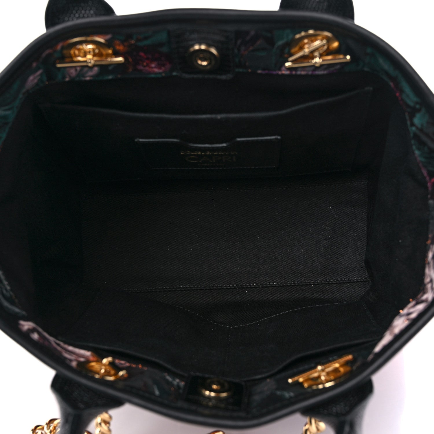 Dolce & Gabbana Jacquard Floral Stampa Iguana Amore Tote Black Multicolor 6 of 12