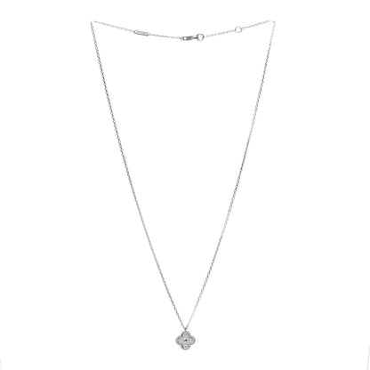 Van Cleef & Arpels 18K White Gold Diamond Sweet Alhambra Pendant Necklace 3 of 8