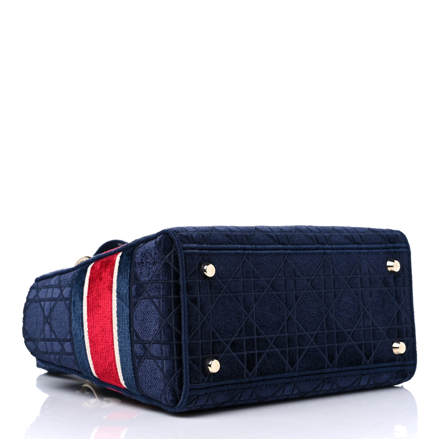Christian Dior Velvet Cannage Medium Lady D-Lite Blue Red White 4 of 9