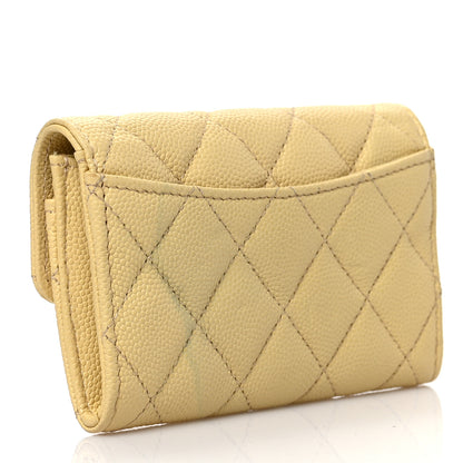 Chanel Caviar Quilted Flap Card Holder Wallet Yellow 3 of 9