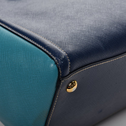 Prada Saffiano Lux Medium Bi-Color Tote Bluette Turchese 9 of 11