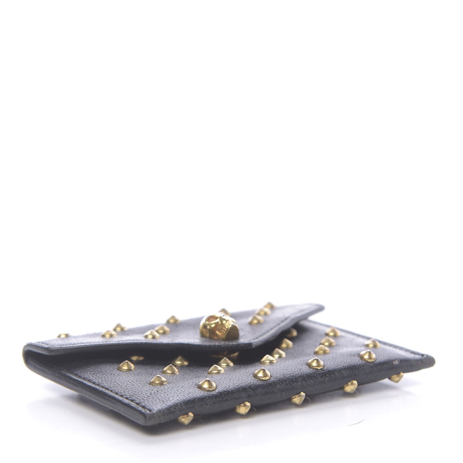 Alexander McQueen Calfskin Studded Skull Envelope Card Holder Black 4 of 10