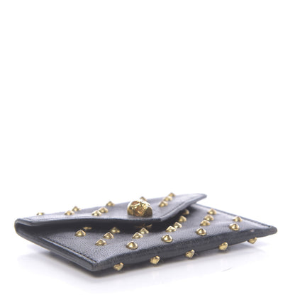 Alexander McQueen Calfskin Studded Skull Envelope Card Holder Black 4 of 10
