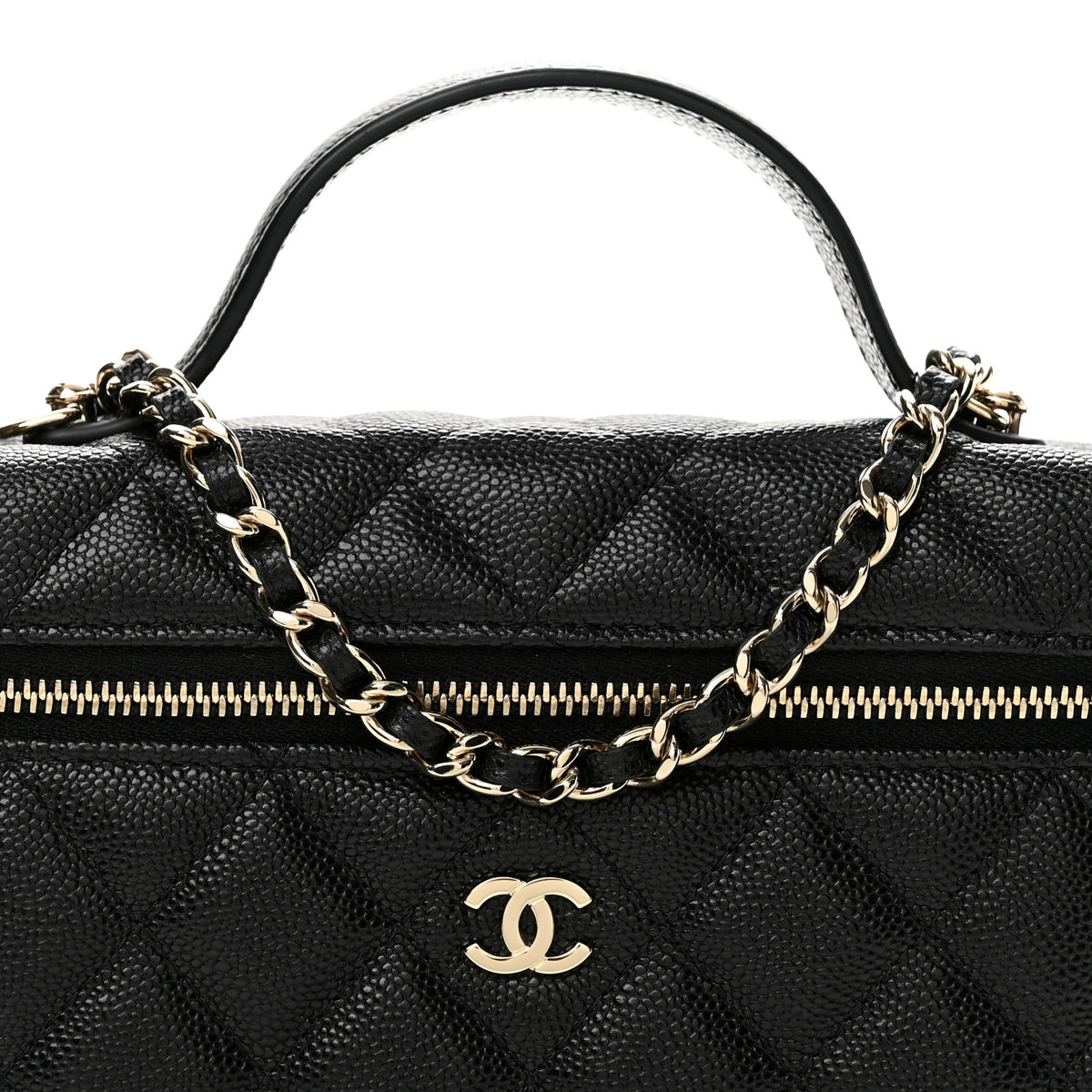 Chanel Caviar Quilted Top Handle Slim Vanity With Chain Black 8 of 12