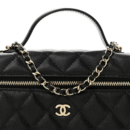 Chanel Caviar Quilted Top Handle Slim Vanity With Chain Black 8 of 12