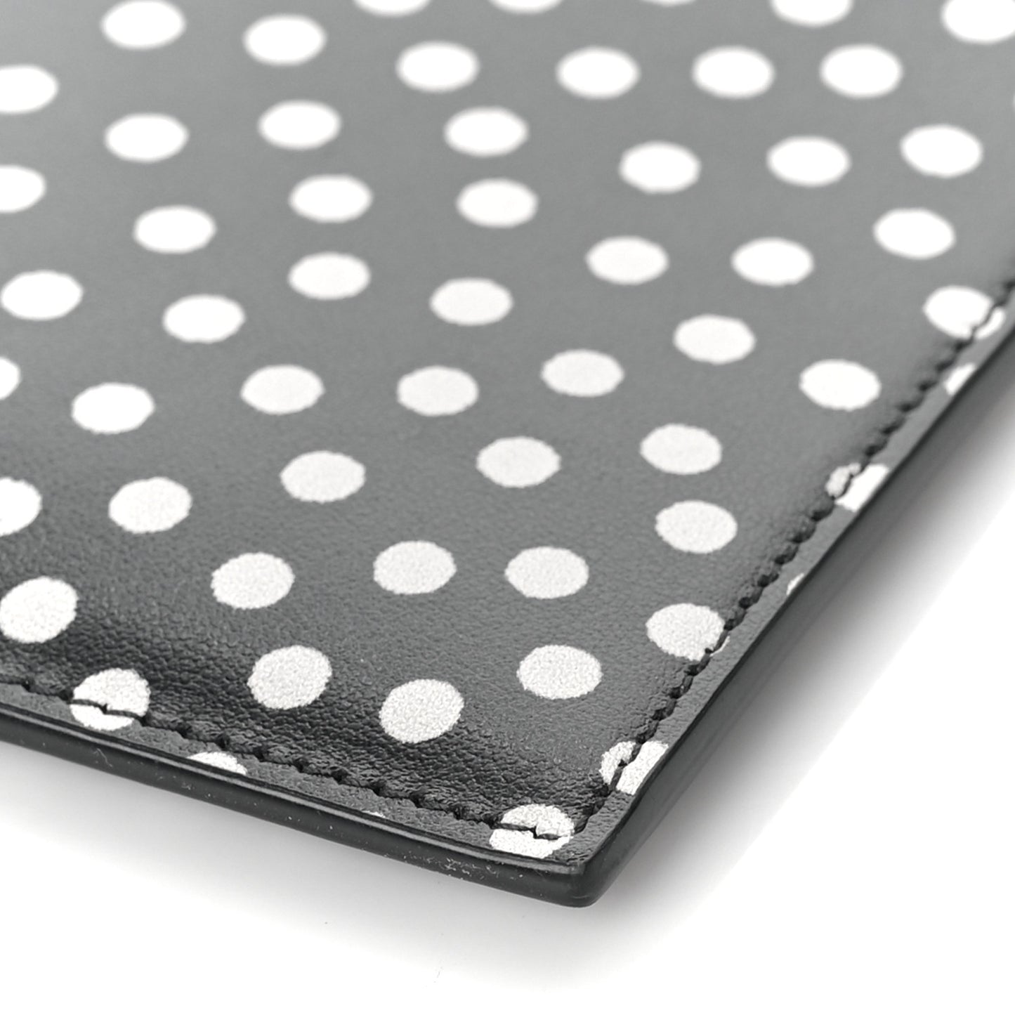 Calfskin Polka Dot Monogram Zip Bill Pouch Black White