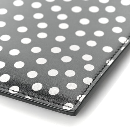 Saint Laurent Calfskin Polka Dot Monogram Zip Bill Pouch Black White 9 of 9