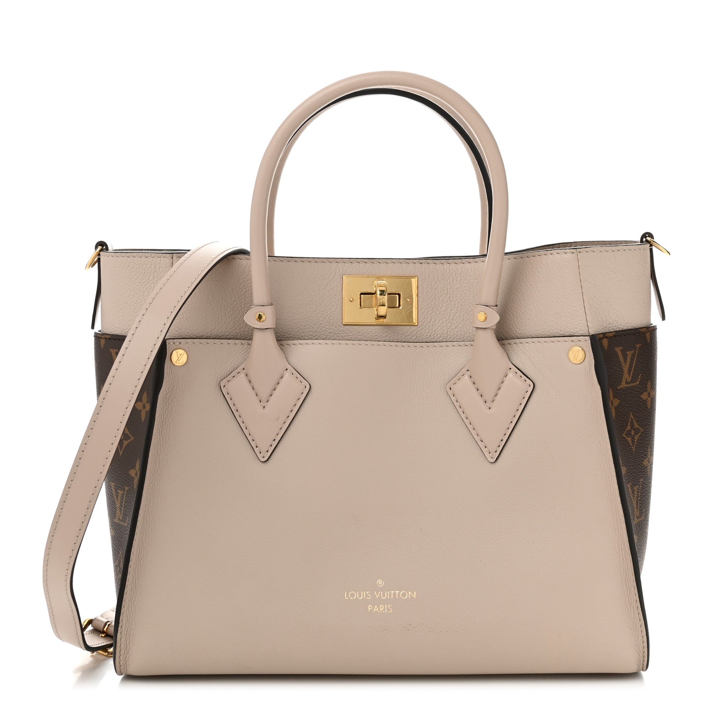 Calfskin Monogram On My Side MM Greige