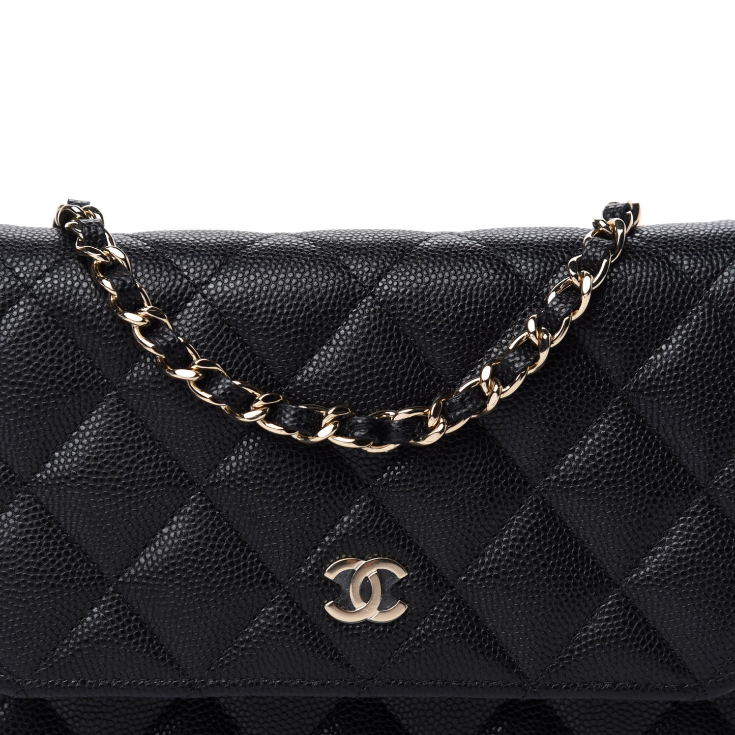 Caviar Quilted Mini Wallet On Chain WOC Black