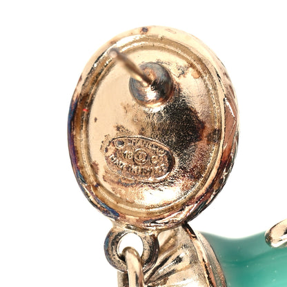 Chanel Metal Resin Ancient Greek Urn Drop Earrings Light Gold Turquoise 4 of 4