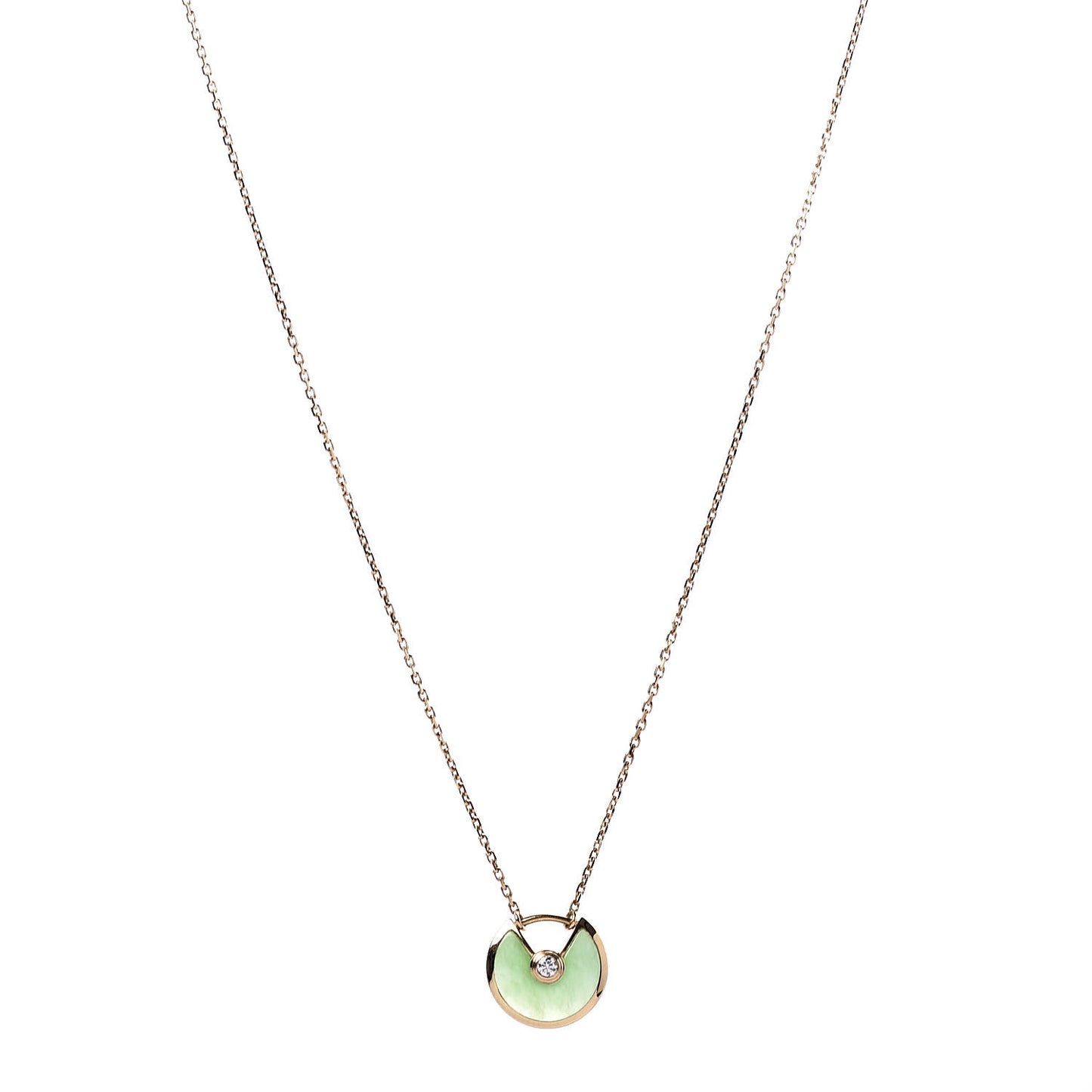 18K Yellow Gold Diamond Chrysoprase XS Amulette de Cartier Pendant Necklace