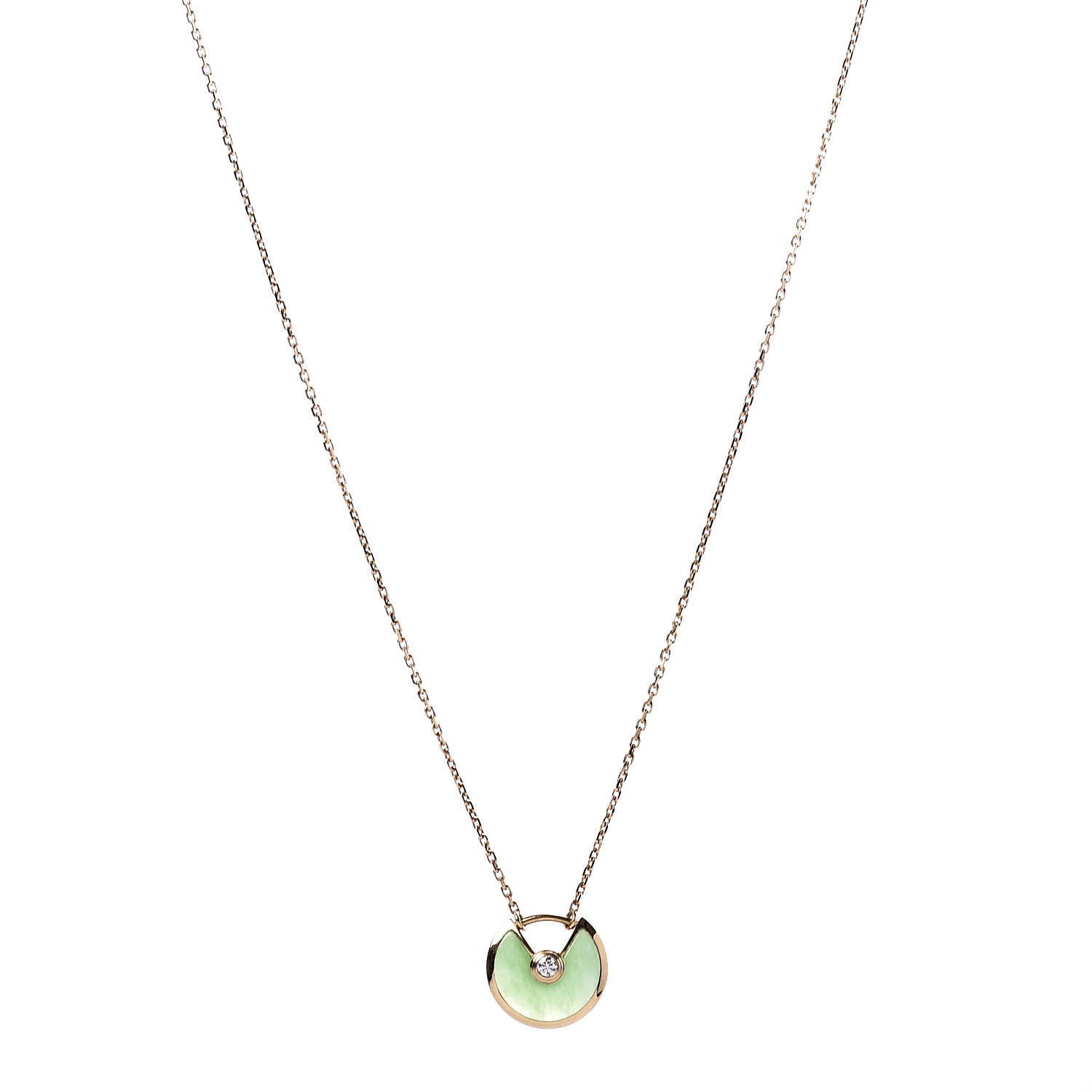 Cartier 18K Yellow Gold Diamond Chrysoprase XS Amulette de Cartier Pendant Necklace 1 of 6