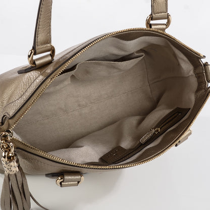 Gucci Metallic Cellarius Calfskin Small Soho Top Handle Satchel Golden Beige 7 of 7