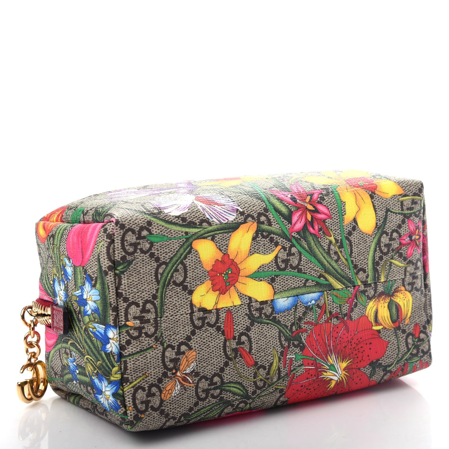 Gucci Soft GG Supreme Monogram Flora Calfskin Medium Ophidia Cosmetic Case Beige Ebony Multicolor Rosso 4 of 8