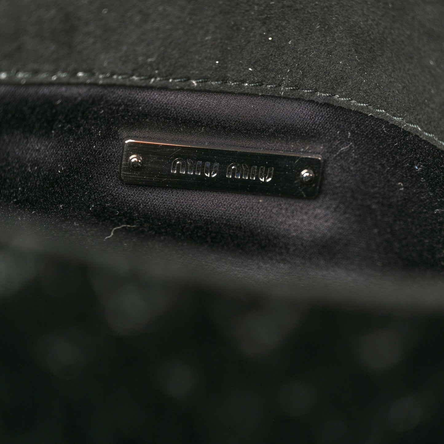 Velvet Matelasse Crystal Pearl Chain Shoulder Bag Black