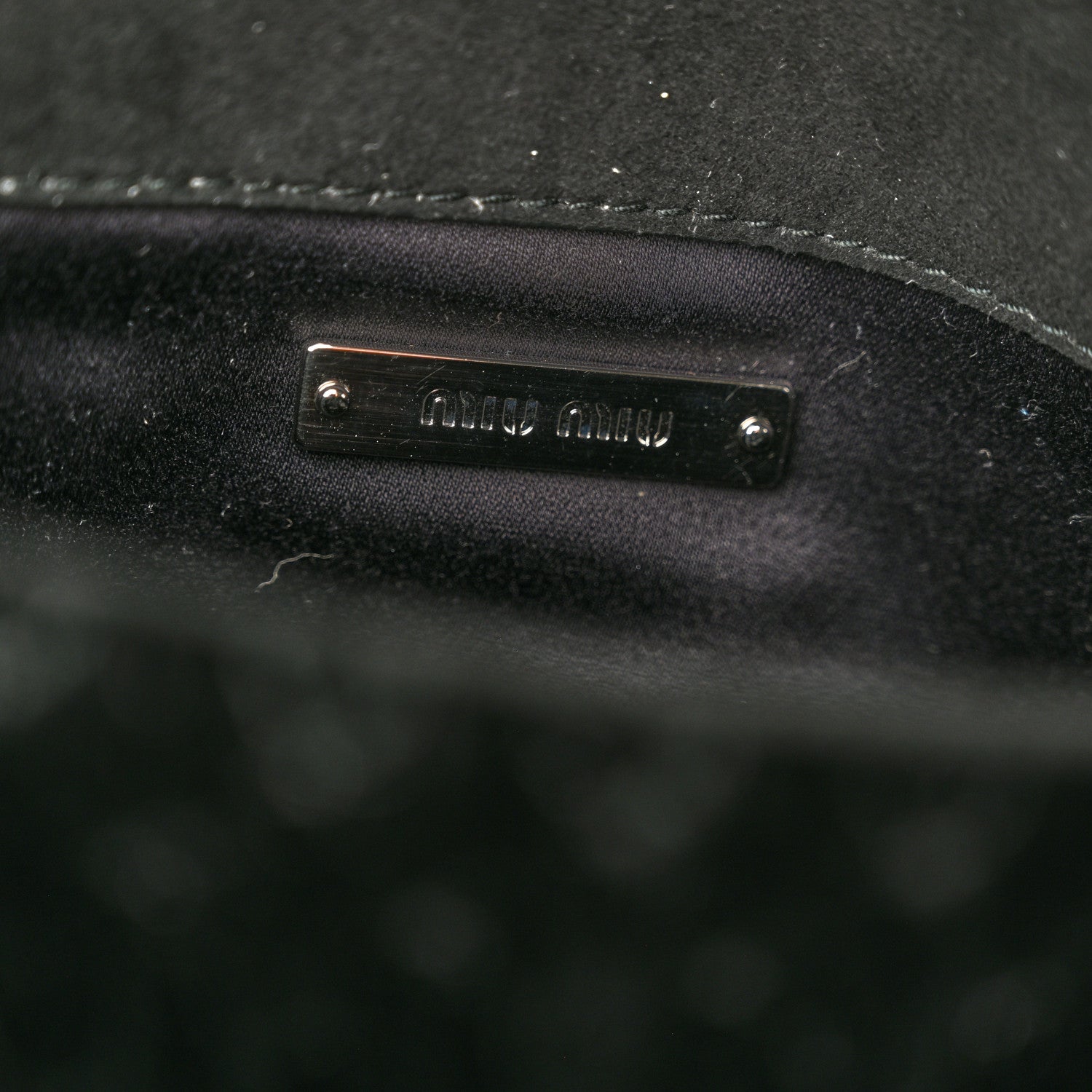 Miu Miu Velvet Matelasse Crystal Pearl Chain Shoulder Bag Black 6 of 10