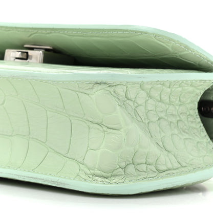 Balenciaga Extra Supple Calfskin Crocodile Embossed Gossip Chain Bag XS Light Green 10 of 14