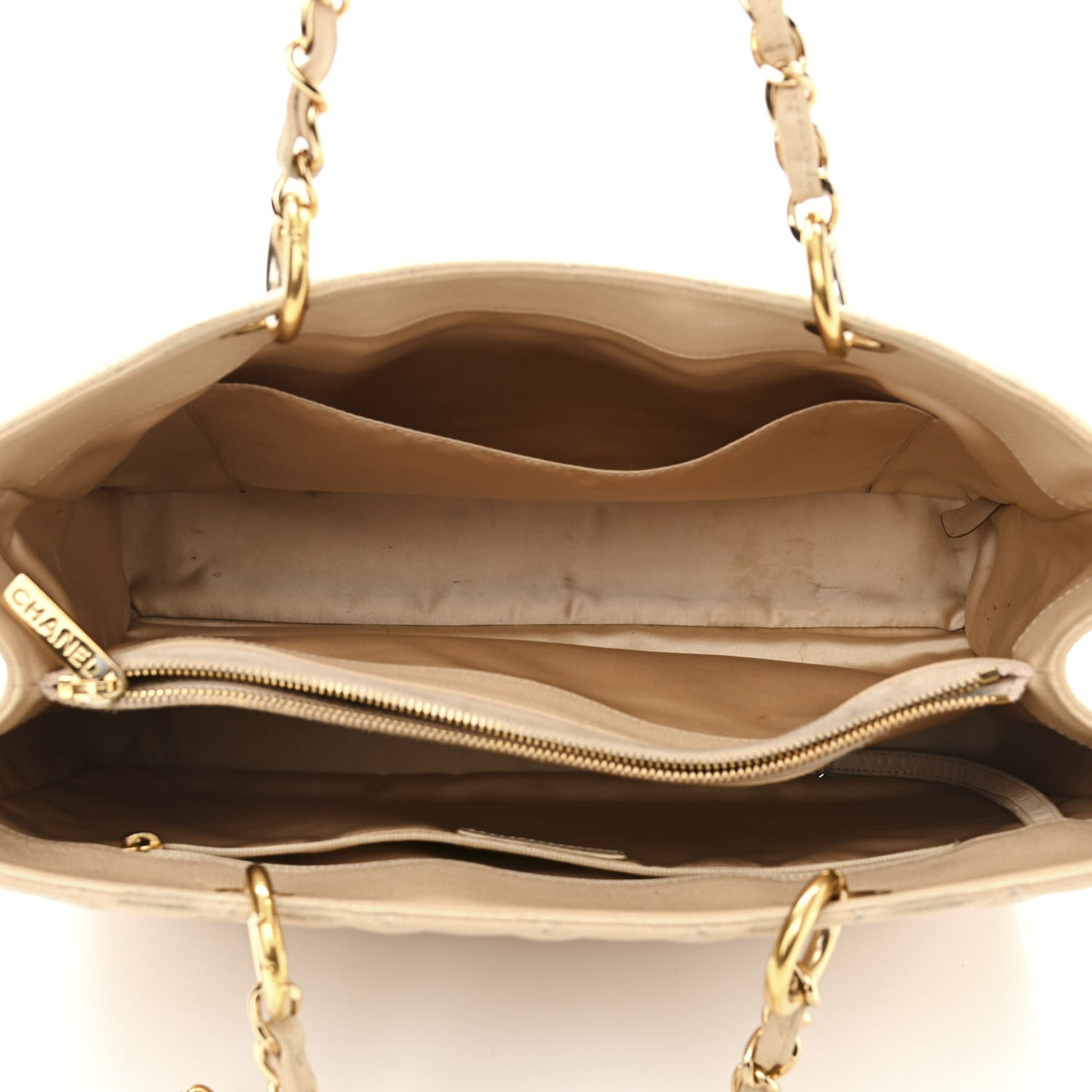 Caviar Quilted Grand Shopping Tote GST Beige Clair