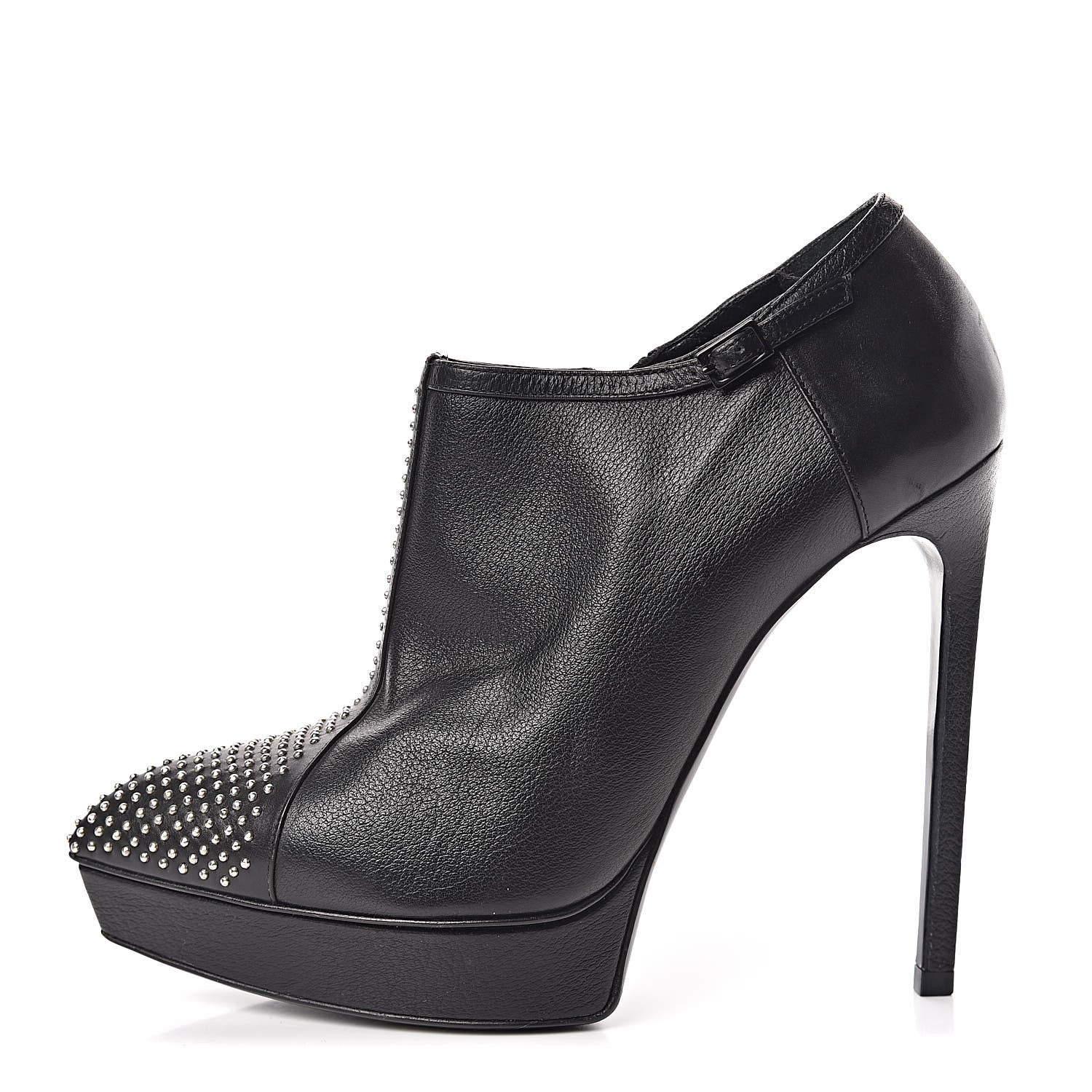 Saint Laurent Calfskin Studded Janis 105 Boots 37.5 Black 1 of 12
