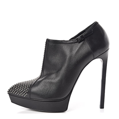 Saint Laurent Calfskin Studded Janis 105 Boots 37.5 Black 1 of 12