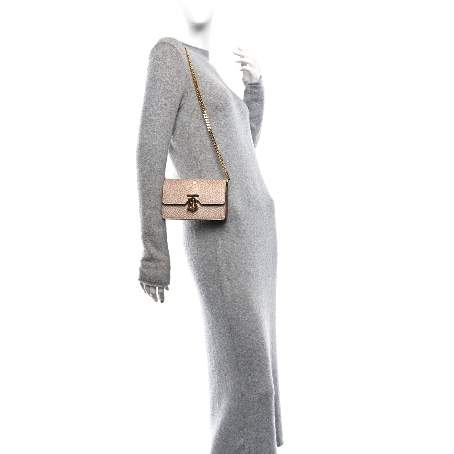 Burberry Calfskin Stingray Print Small TB Chain Bag Light Sand 2 of 9