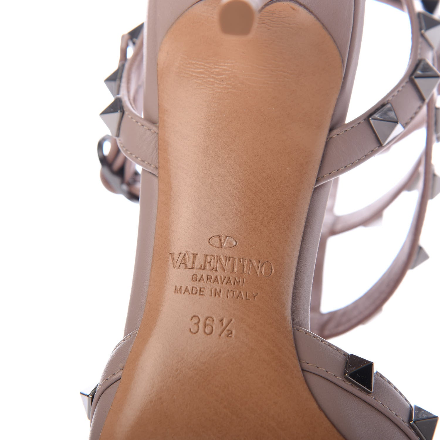 Valentino Garavani X UNDERCOVER Calfskin Rockstud Ankle Strap Low Heel Pumps 36.5 Poudre 7 of 10