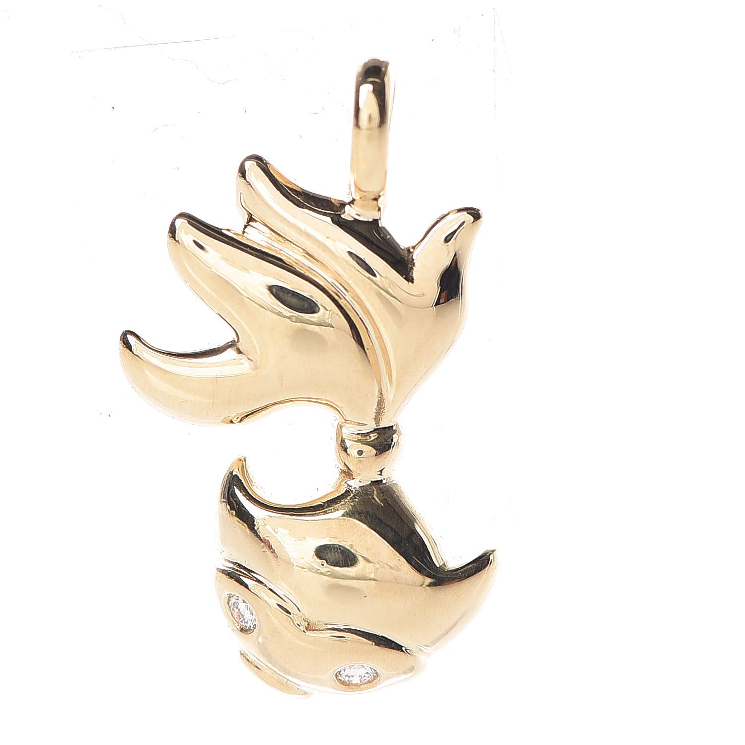 Tiffany 18K Yellow Gold Diamond Koi Fish Charm Pendant 1 of 3