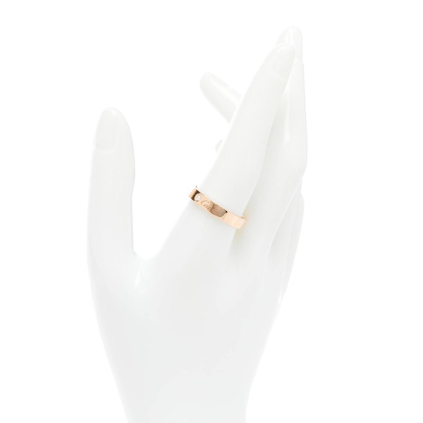 18K Pink Gold Diamond 4mm C De Cartier Wedding Band Ring 61 9.75