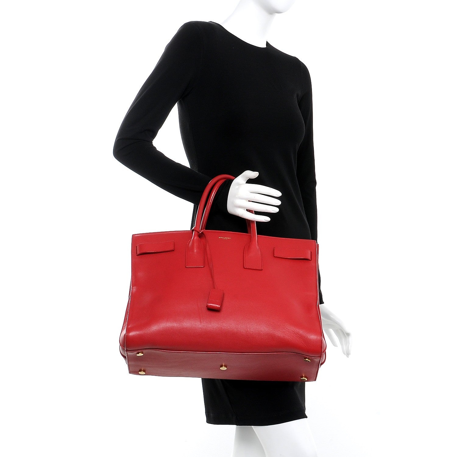 Saint Laurent Calfskin Large Sac de Jour Carryall Rouge Orient 2 of 16
