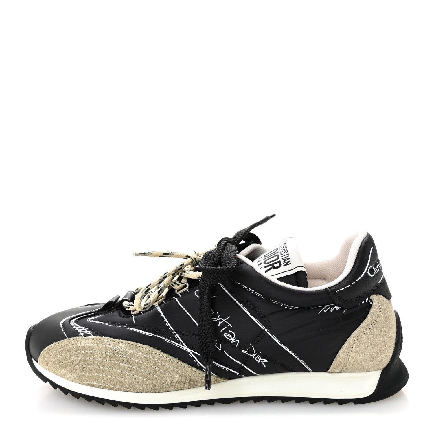 Christian Dior Calfskin Nylon Womens D-Sketch Sneakers 39 Black