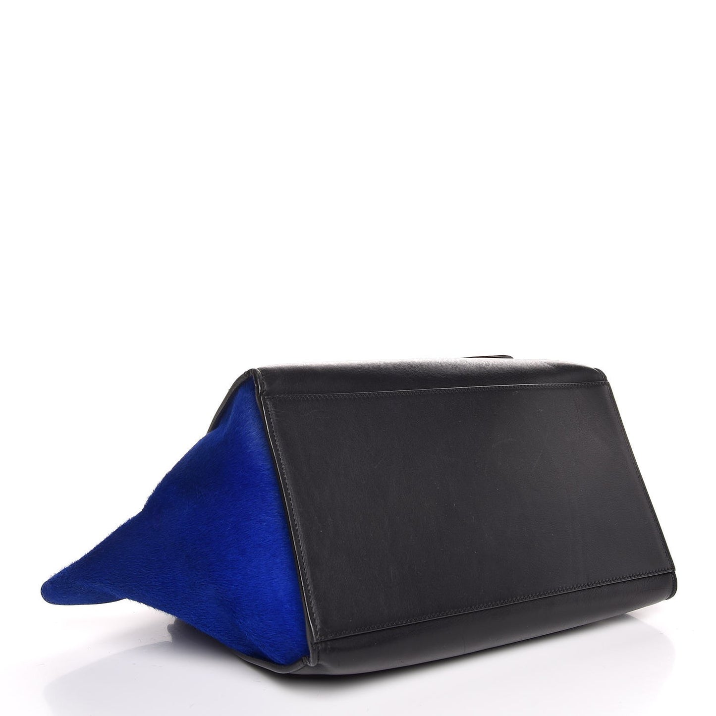 Pony Hair Smooth Calfskin Tri-color Medium Trapeze Cobalt