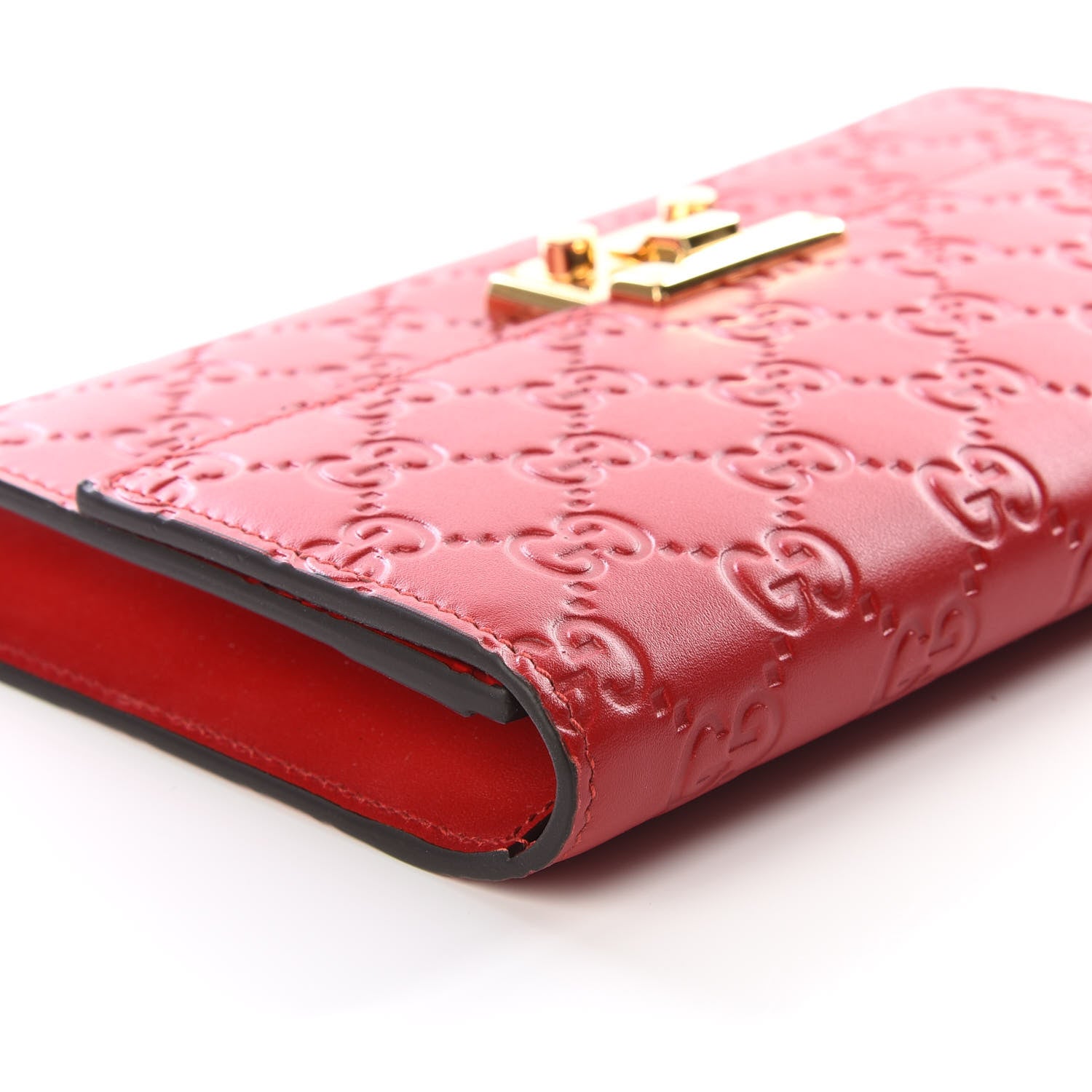 Gucci Guccissima Padlock Clutch Hibiscus Red 9 of 12