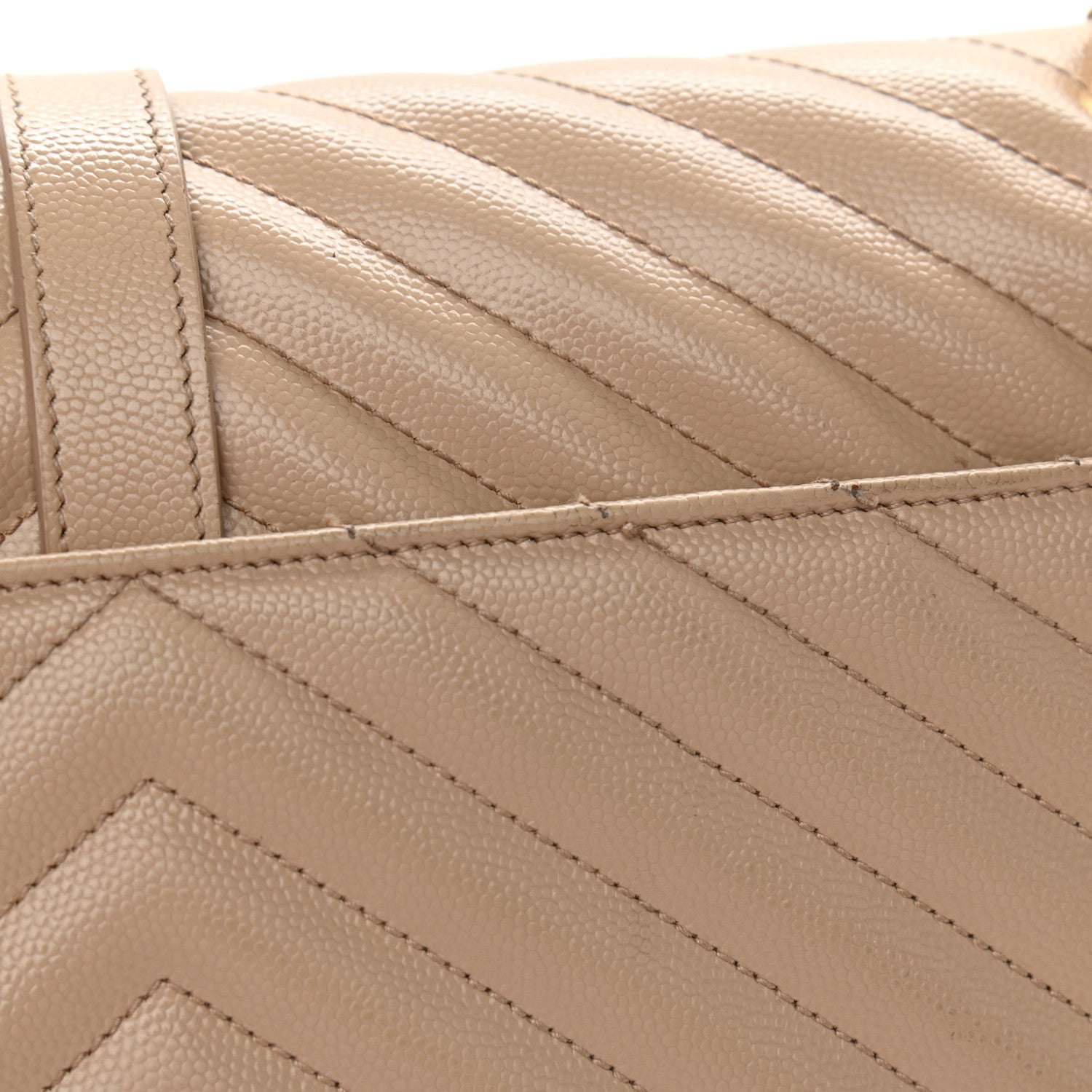 Saint Laurent Grain De Poudre Matelasse Chevron Large Monogram Satchel Dark Beige 11 of 11