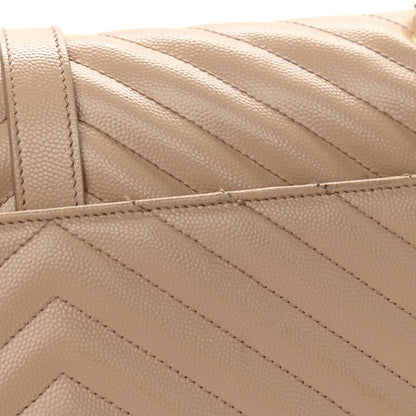 Saint Laurent Grain De Poudre Matelasse Chevron Large Monogram Satchel Dark Beige 11 of 11