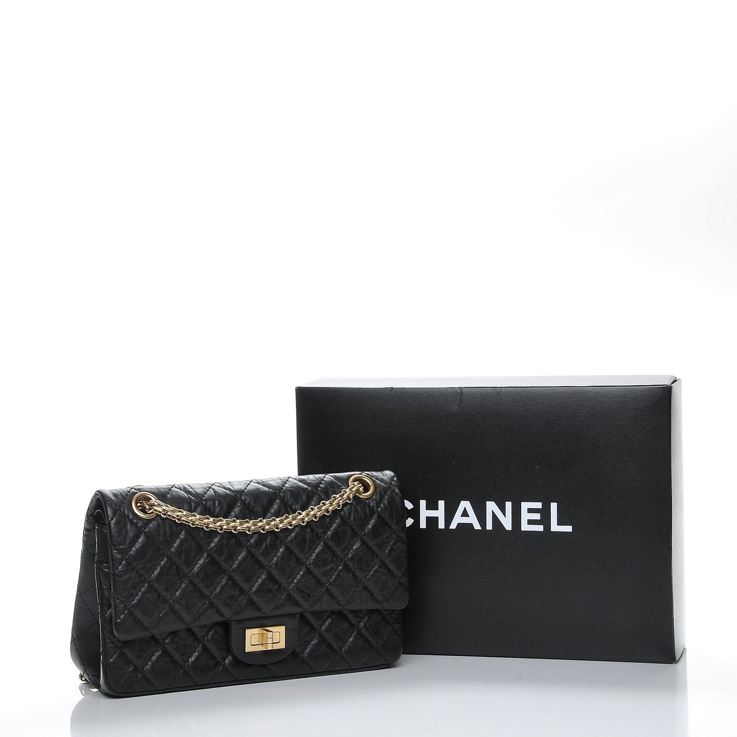 Aged Calfskin Quilted 2.55 Reissue 225 Flap Black