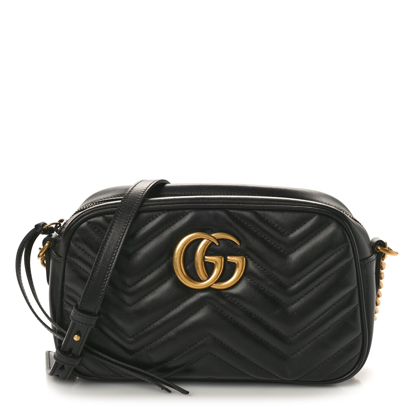 Calfskin Matelasse Small GG Marmont Chain Shoulder Bag Black