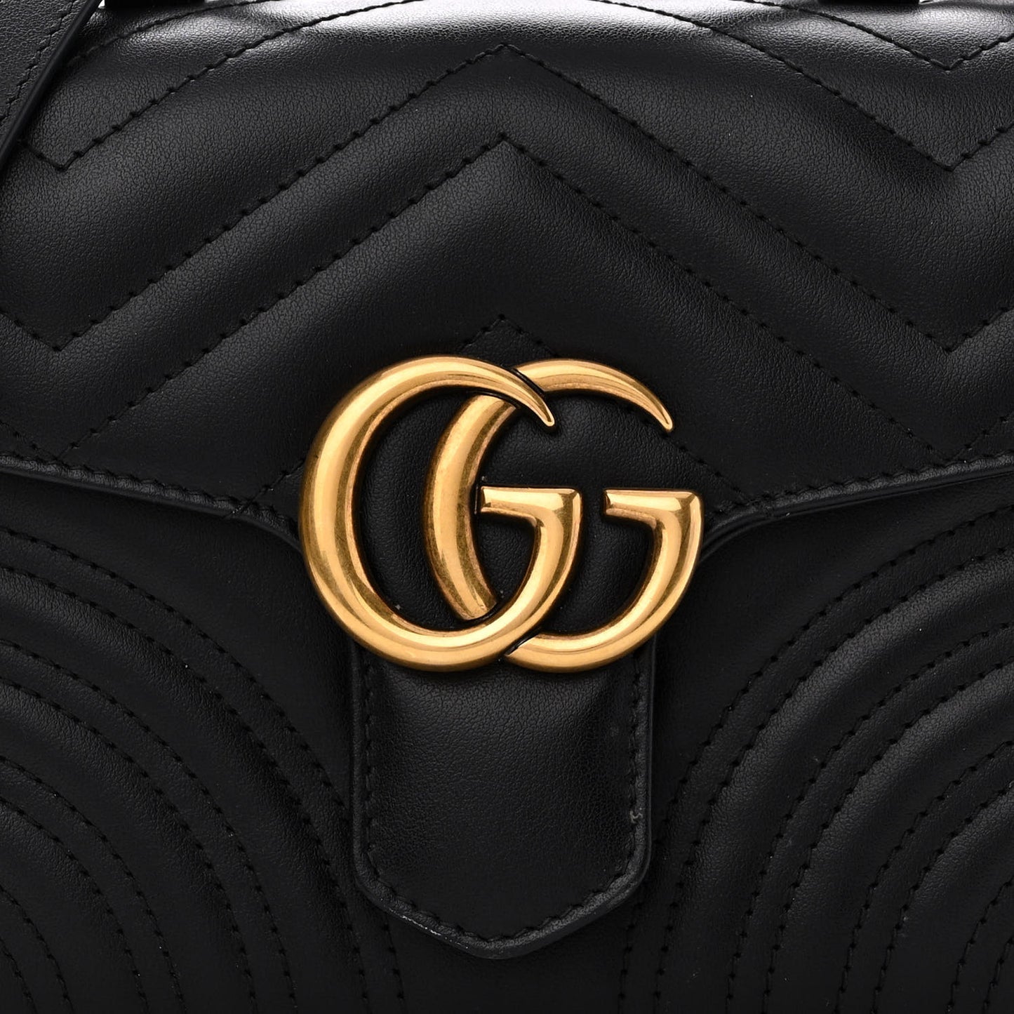 Calfskin Matelasse Mini GG Marmont Top Handle Shoulder Bag Black