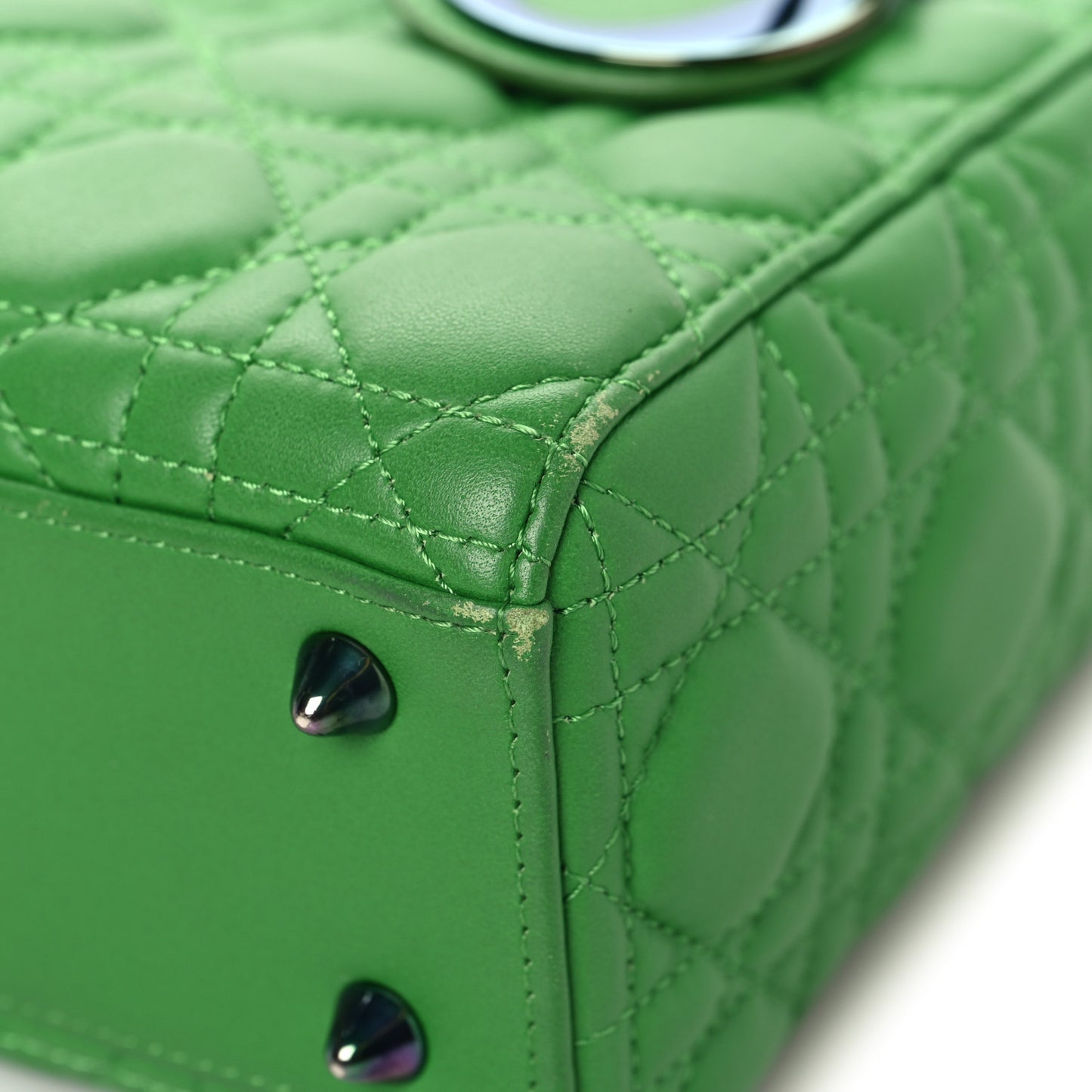 Lambskin Cannage Small Lady Dior Bright Green