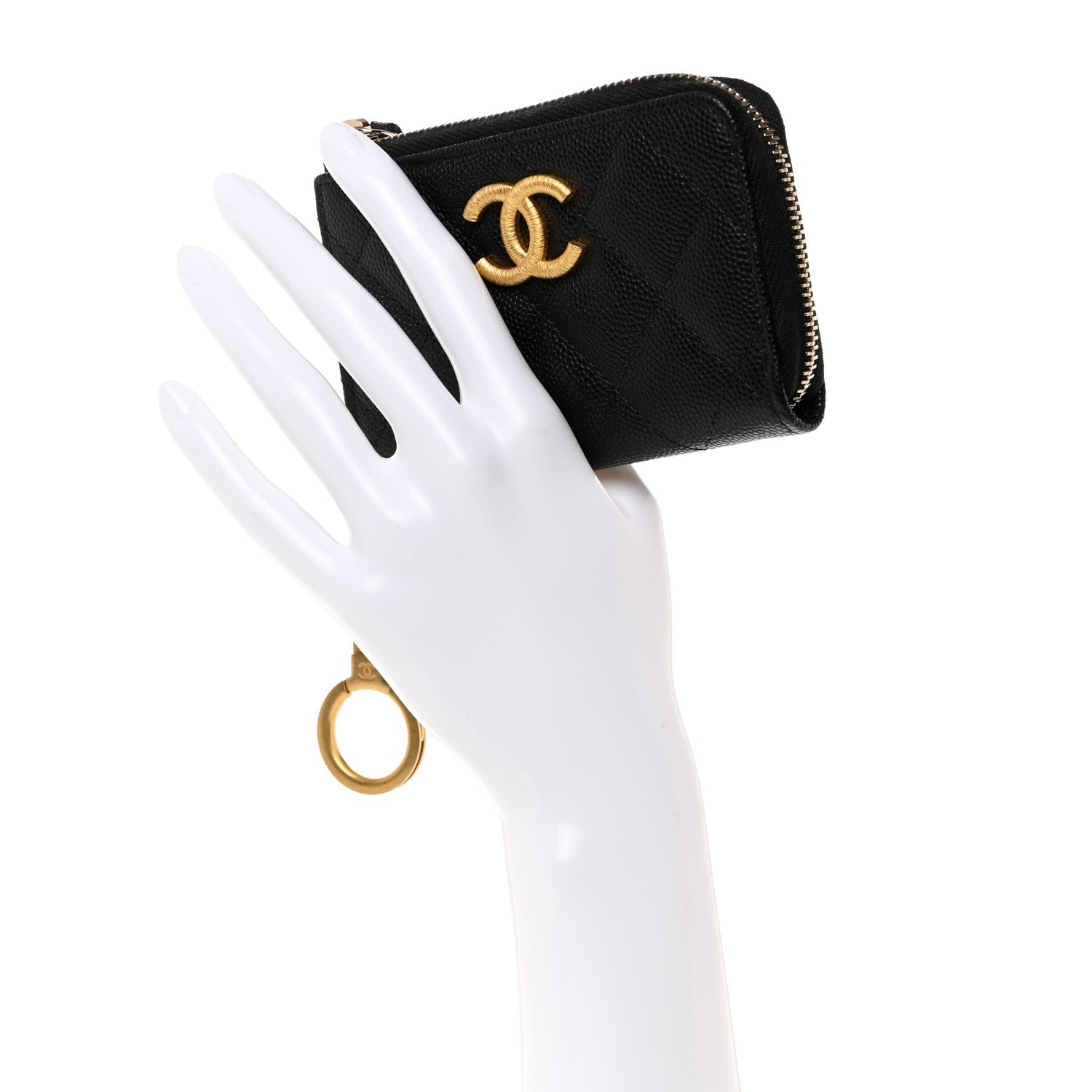 Chanel Caviar Quilted Zipped Key Holder Case Black 2 of 8