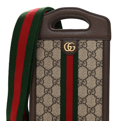 Gucci GG Supreme Monogram Textured Dollar Calfskin Web Mini Ophidia Top Slip Handle Crossbody Bag Beige Ebony New Acero 7 of 9