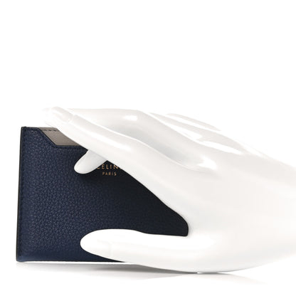 Celine Baby Drummed Calfskin Bi-Color Card Holder Marine Stone 2 of 8