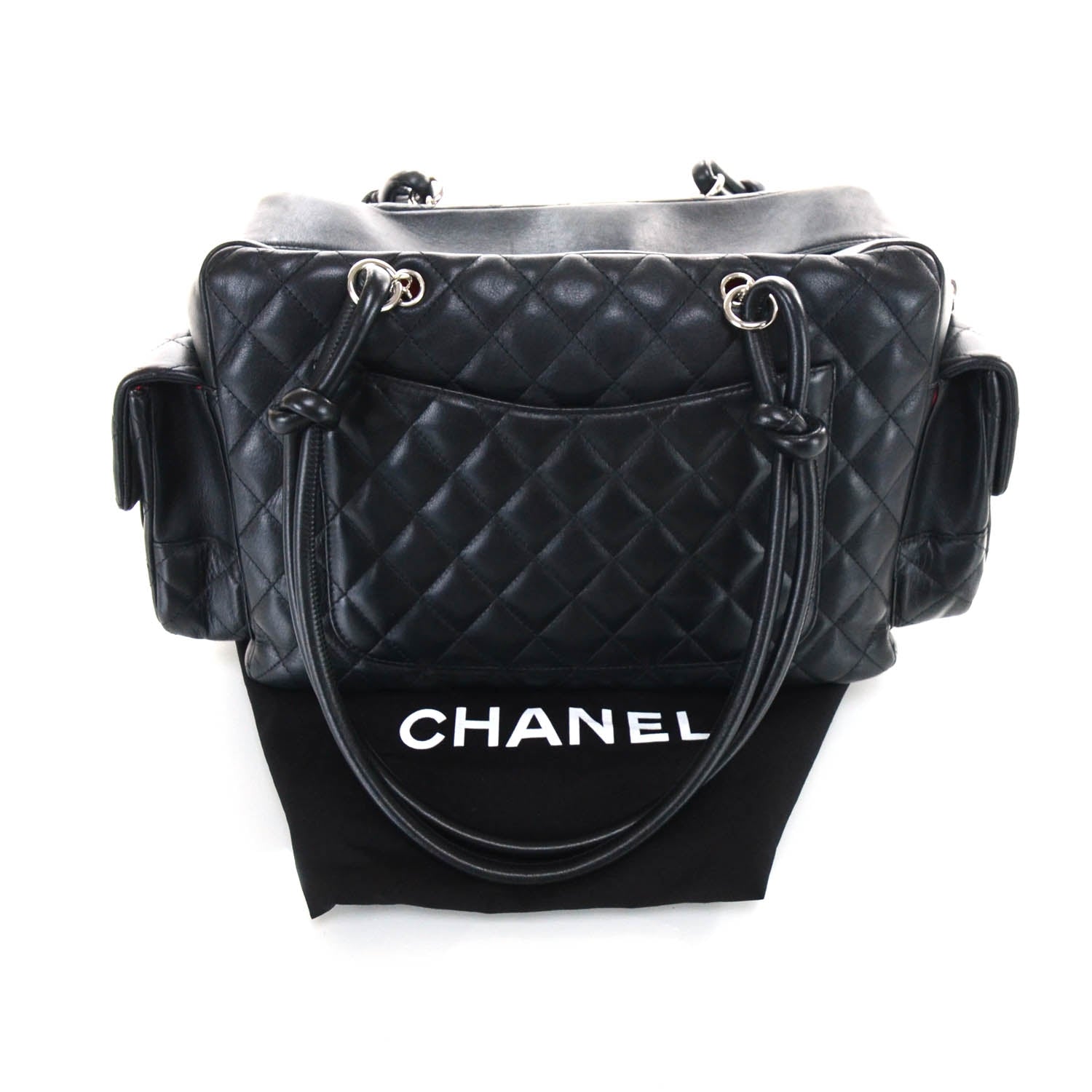 Chanel Calfskin Quilted Large Cambon Multipocket Reporter Black White 3 of 9