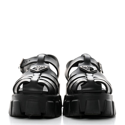 Prada Foam Rubber Triangle Logo Monolith 55mm Cage Sandals 39 Black 2 of 8