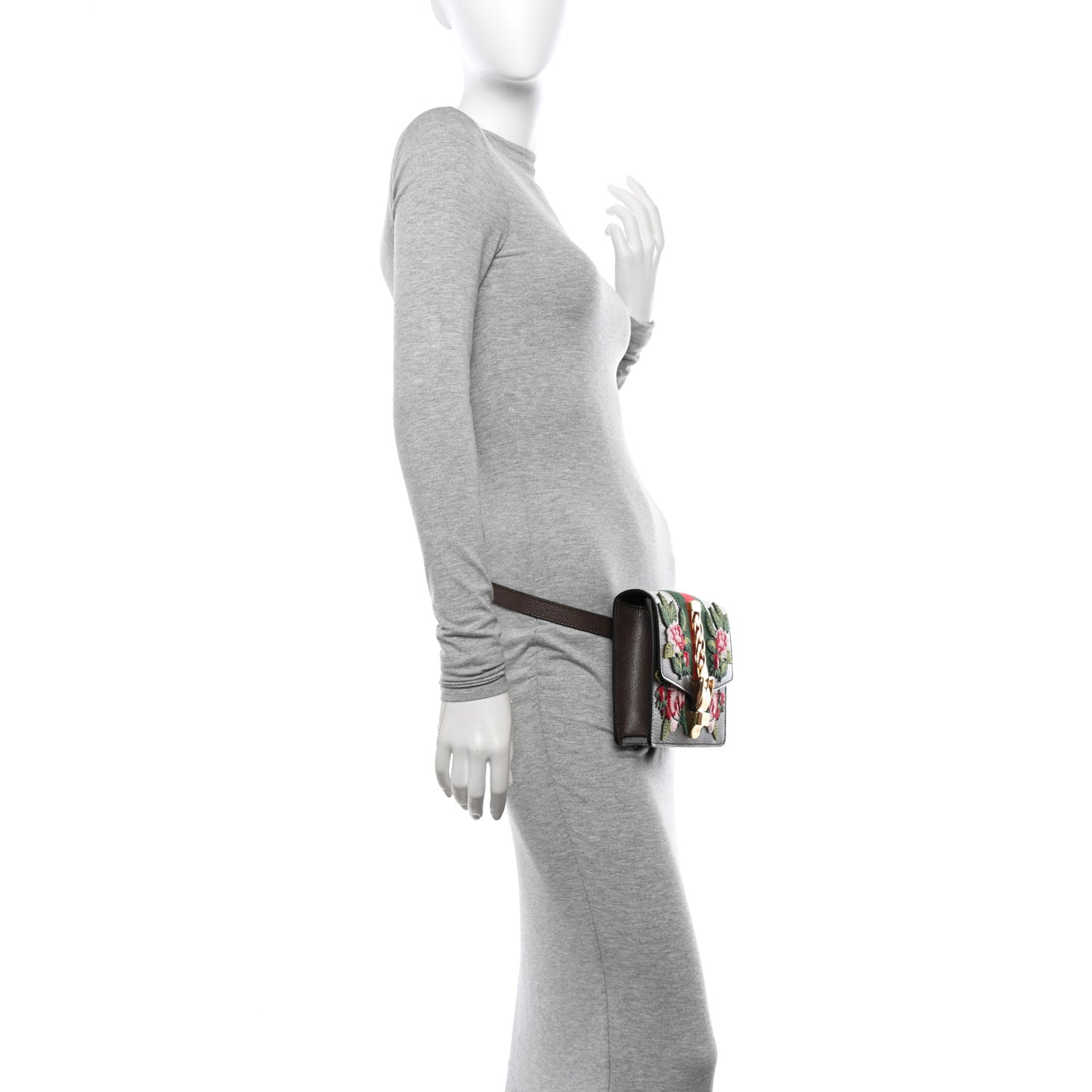 Calfskin Embroidered Sylvie Belt Bag 85 34 Brown