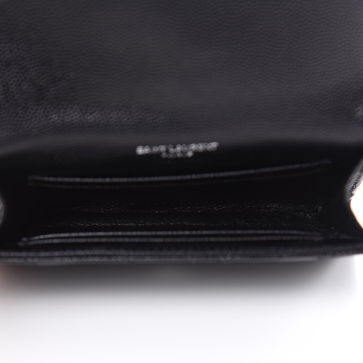 Saint Laurent Grain De Poudre Matelasse Chevron Small Monogram Envelope Wallet Black 5 of 7
