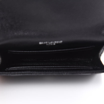 Saint Laurent Grain De Poudre Matelasse Chevron Small Monogram Envelope Wallet Black 5 of 7